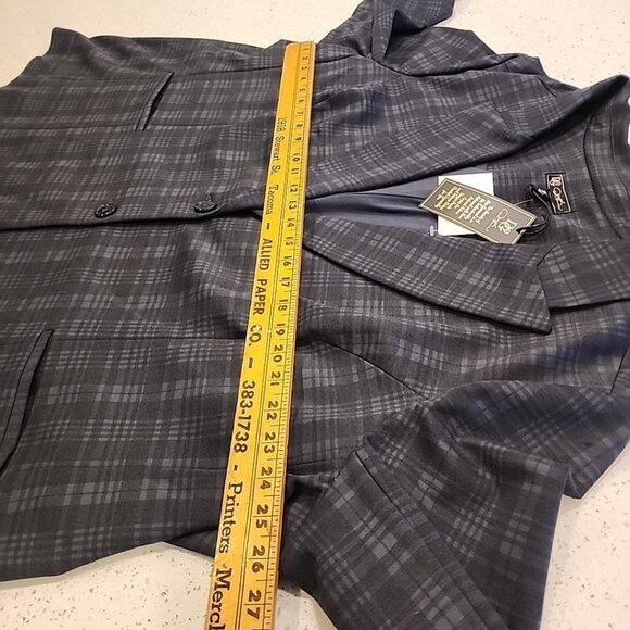 NWT DG2 Diane Gilman Checker Plaid Print Blazer Jacket 3x Gray Blue 2 Button - Picture 4 of 6